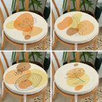 4'lü Renkli Zemin Üzerinde Onedraw Çizimli Modern Yuvarlak Fermuarlı Sandalye Minderi Seti Realhomes