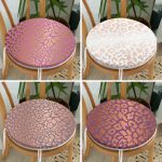 4'lü Renkli Zemin Üzerinde Gold Detaylı Modern Yuvarlak Fermuarlı Sandalye Minderi Seti Realhomes