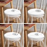 - RealHomes Yuvarlak Fermuarlı Sandalye Minderi - Realhomes  4'lü Beyaz Zemin Üzerinde Çiçek Desenli Modern Yuvarlak Fermuarlı Sandalye Minderi Seti Realhomes