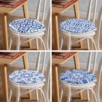 - RealHomes Yuvarlak Fermuarlı Sandalye Minderi - Realhomes  4'lü Beyaz Zemin Üzerinde Çini Desenli Modern Yuvarlak Fermuarlı Sandalye Minderi Seti Realhomes