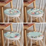 - RealHomes Yuvarlak Fermuarlı Sandalye Minderi - Realhomes  4'lü Renkli Zemin Üzerinde Çiçek Desenli Modern Yuvarlak Fermuarlı Sandalye Minderi Seti Realhomes