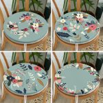 - RealHomes Yuvarlak Fermuarlı Sandalye Minderi - Realhomes  4'lü Renkli Zemin Üzerinde Çiçek Desenli Modern Yuvarlak Fermuarlı Sandalye Minderi Seti Realhomes