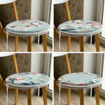 - RealHomes Yuvarlak Fermuarlı Sandalye Minderi - Realhomes  4'lü Renkli Zemin Üzerinde Çiçek Desenli Modern Yuvarlak Fermuarlı Sandalye Minderi Seti Realhomes