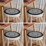 4'lü Mandala Desen Tasarımlı Dijital Baskılı Yuvarlak Fermuarlı Sandalye Minderi Seti Realhomes