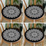 4'lü Mandala Desen Tasarımlı Dijital Baskılı Yuvarlak Fermuarlı Sandalye Minderi Seti Realhomes