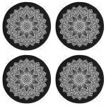 4'lü Mandala Desen Tasarımlı Dijital Baskılı Yuvarlak Fermuarlı Sandalye Minderi Seti Realhomes