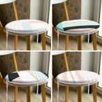 - RealHomes Yuvarlak Fermuarlı Sandalye Minderi - Realhomes  4'lü Beyaz Zemin Üzerinde Gold Detaylı Geometrik Desenli Modern Yuvarlak Fermuarlı Sandalye Minderi Seti Realhomes