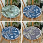 - RealHomes Yuvarlak Fermuarlı Sandalye Minderi - Realhomes 4'lü Renkli Zemin Üzerinde Kartanesi Desenli Modern Yuvarlak Fermuarlı Sandalye Minderi Seti Realhomes