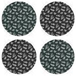 4'lü Renkli Zemin Üzerinde Çamağacı Desenli Modern Yuvarlak Fermuarlı Sandalye Minderi Seti Realhomes