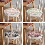 4'lü Renkli Zemin Üzerinde Çiçek Desenli Modern Yuvarlak Fermuarlı Sandalye Minderi Seti Realhomes