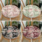 4'lü Renkli Zemin Üzerinde Çiçek Desenli Modern Yuvarlak Fermuarlı Sandalye Minderi Seti Realhomes