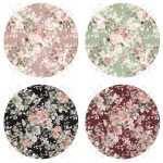 4'lü Renkli Zemin Üzerinde Çiçek Desenli Modern Yuvarlak Fermuarlı Sandalye Minderi Seti Realhomes