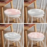 - RealHomes Yuvarlak Fermuarlı Sandalye Minderi - Realhomes 4'lü Renkli Zemin Üzerinde Yaprak Desenli Modern Yuvarlak Fermuarlı Sandalye Minderi Seti Realhomes