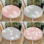 - RealHomes Yuvarlak Fermuarlı Sandalye Minderi - Realhomes 4'lü Renkli Zemin Üzerinde Yaprak Desenli Modern Yuvarlak Fermuarlı Sandalye Minderi Seti Realhomes