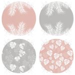 - RealHomes Yuvarlak Fermuarlı Sandalye Minderi - Realhomes 4'lü Renkli Zemin Üzerinde Yaprak Desenli Modern Yuvarlak Fermuarlı Sandalye Minderi Seti Realhomes