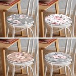 - RealHomes Yuvarlak Fermuarlı Sandalye Minderi - Realhomes  4'lü Renkli Zemin Üzerinde Çiçek Desenli Modern Yuvarlak Fermuarlı Sandalye Minderi Seti Realhomes