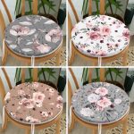 - RealHomes Yuvarlak Fermuarlı Sandalye Minderi - Realhomes  4'lü Renkli Zemin Üzerinde Çiçek Desenli Modern Yuvarlak Fermuarlı Sandalye Minderi Seti Realhomes