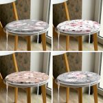 - RealHomes Yuvarlak Fermuarlı Sandalye Minderi - Realhomes  4'lü Renkli Zemin Üzerinde Çiçek Desenli Modern Yuvarlak Fermuarlı Sandalye Minderi Seti Realhomes