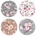 - RealHomes Yuvarlak Fermuarlı Sandalye Minderi - Realhomes  4'lü Renkli Zemin Üzerinde Çiçek Desenli Modern Yuvarlak Fermuarlı Sandalye Minderi Seti Realhomes