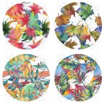 - RealHomes Yuvarlak Fermuarlı Sandalye Minderi - Realhomes  4'lü Beyaz Zemin Üzerinde Renkli Sonbahar Yaprak Desenli Modern Yuvarlak Fermuarlı Sandalye Minderi Seti Realhomes