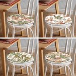 - RealHomes Yuvarlak Fermuarlı Sandalye Minderi - Realhomes  4'lü Beyaz Zemin Üzerinde Sonbahar Yaprağı Desenli Modern Yuvarlak Fermuarlı Sandalye Minderi Seti Realhomes