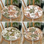 - RealHomes Yuvarlak Fermuarlı Sandalye Minderi - Realhomes  4'lü Beyaz Zemin Üzerinde Sonbahar Yaprağı Desenli Modern Yuvarlak Fermuarlı Sandalye Minderi Seti Realhomes