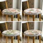 - RealHomes Yuvarlak Fermuarlı Sandalye Minderi - Realhomes  4'lü Beyaz Zemin Üzerinde Sonbahar Yaprağı Desenli Modern Yuvarlak Fermuarlı Sandalye Minderi Seti Realhomes