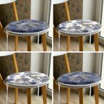 4'lü Renkli Zemin Üzerinde Gold Detaylı Yaprak Desenli Modern Yuvarlak Fermuarlı Sandalye Minderi Seti Realhomes