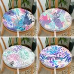 - RealHomes Yuvarlak Fermuarlı Sandalye Minderi - Realhomes 4'lü Renkli Yaprak Tropik Yaprak Özel Tasarım Dijital Baskılı Yuvarlak Fermuarlı Sandalye Minderi Seti Realhomes