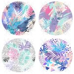 - RealHomes Yuvarlak Fermuarlı Sandalye Minderi - Realhomes 4'lü Renkli Yaprak Tropik Yaprak Özel Tasarım Dijital Baskılı Yuvarlak Fermuarlı Sandalye Minderi Seti Realhomes