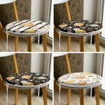 4'lü Kabak Motifli Dijital Baskılı Yuvarlak Fermuarlı Sandalye Minderi Seti Realhomes