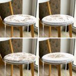 4'lü Beyaz Zemin Üzerinde Çiçek Desenli Modern Yuvarlak Fermuarlı Sandalye Minderi Seti Realhomes