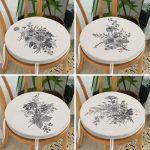 - RealHomes Yuvarlak Fermuarlı Sandalye Minderi - Realhomes  4'lü Renkli Zemin Üzerinde Yaprak Desenli Modern Yuvarlak Fermuarlı Sandalye Minderi Seti Realhomes