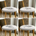 - RealHomes Yuvarlak Fermuarlı Sandalye Minderi - Realhomes  4'lü Renkli Zemin Üzerinde Yaprak Desenli Modern Yuvarlak Fermuarlı Sandalye Minderi Seti Realhomes