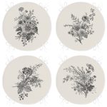 - RealHomes Yuvarlak Fermuarlı Sandalye Minderi - Realhomes  4'lü Renkli Zemin Üzerinde Yaprak Desenli Modern Yuvarlak Fermuarlı Sandalye Minderi Seti Realhomes