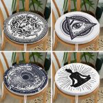 4'lü Modern Üçüncü Göz Motifli Yuvarlak Fermuarlı Sandalye Minderi Seti Realhomes