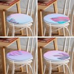 4'lü Neon Tropik Yaprak Desenli Dijital Baskılı Özel Tasarım Yuvarlak Fermuarlı Sandalye Minderi Seti Realhomes