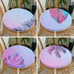 4'lü Neon Tropik Yaprak Desenli Dijital Baskılı Özel Tasarım Yuvarlak Fermuarlı Sandalye Minderi Seti Realhomes