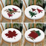 - RealHomes Yuvarlak Fermuarlı Sandalye Minderi - Realhomes  4'lü Ekose Modelli Çam Ağacı Yılbaşı Kombin Modern Yuvarlak Fermuarlı Sandalye Minderi Seti Realhomes