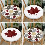 - RealHomes Yuvarlak Fermuarlı Sandalye Minderi - Realhomes 4'lü Yaprak Tasarımlı Ekoseli Yılbaşı Konsept Modern Yuvarlak Fermuarlı Sandalye Minderi Seti Realhomes