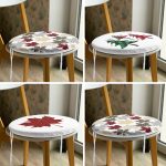 - RealHomes Yuvarlak Fermuarlı Sandalye Minderi - Realhomes 4'lü Yaprak Tasarımlı Ekoseli Yılbaşı Konsept Modern Yuvarlak Fermuarlı Sandalye Minderi Seti Realhomes