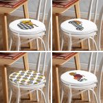 - RealHomes Yuvarlak Fermuarlı Sandalye Minderi - Realhomes  4'lü Ekoseli Kabak Desenli Dijital Baskılı Kombin Yuvarlak Fermuarlı Sandalye Minderi Seti Realhomes