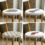 - RealHomes Yuvarlak Fermuarlı Sandalye Minderi - Realhomes  4'lü Ekoseli Kabak Desenli Dijital Baskılı Kombin Yuvarlak Fermuarlı Sandalye Minderi Seti Realhomes