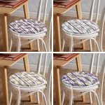 - RealHomes Yuvarlak Fermuarlı Sandalye Minderi - Realhomes  4'lü Beyaz Zemin Üzerinde Siyah Geometrik Desenli Modern Yuvarlak Fermuarlı Sandalye Minderi Seti Realhomes