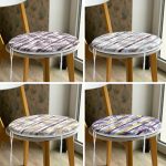 - RealHomes Yuvarlak Fermuarlı Sandalye Minderi - Realhomes  4'lü Beyaz Zemin Üzerinde Siyah Geometrik Desenli Modern Yuvarlak Fermuarlı Sandalye Minderi Seti Realhomes