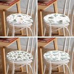 4'lü Beyaz Zemin Üzerinde Kozalak Desenli Modern Yuvarlak Fermuarlı Sandalye Minderi Seti Realhomes