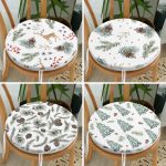 4'lü Beyaz Zemin Üzerinde Kozalak Desenli Modern Yuvarlak Fermuarlı Sandalye Minderi Seti Realhomes