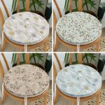 - RealHomes Yuvarlak Fermuarlı Sandalye Minderi - Realhomes  4'lü Renkli Zemin Üzerinde Çiçek Desenli Modern Yuvarlak Fermuarlı Sandalye Minderi Seti Realhomes