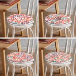 - RealHomes Yuvarlak Fermuarlı Sandalye Minderi - Realhomes 4'lü Beyaz Zemin Üzerinde Çini Desenli Modern Yuvarlak Fermuarlı Sandalye Minderi Seti Realhomes