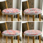 - RealHomes Yuvarlak Fermuarlı Sandalye Minderi - Realhomes 4'lü Beyaz Zemin Üzerinde Çini Desenli Modern Yuvarlak Fermuarlı Sandalye Minderi Seti Realhomes